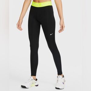 Nike Pro Women's 365 Mid-Rise Leggings (Black/Volt) Full Length, Size Small
